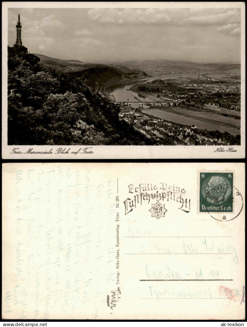 Ansichtskarte Trier Mariensäule - Blick Auf Trier 1938 - Trier