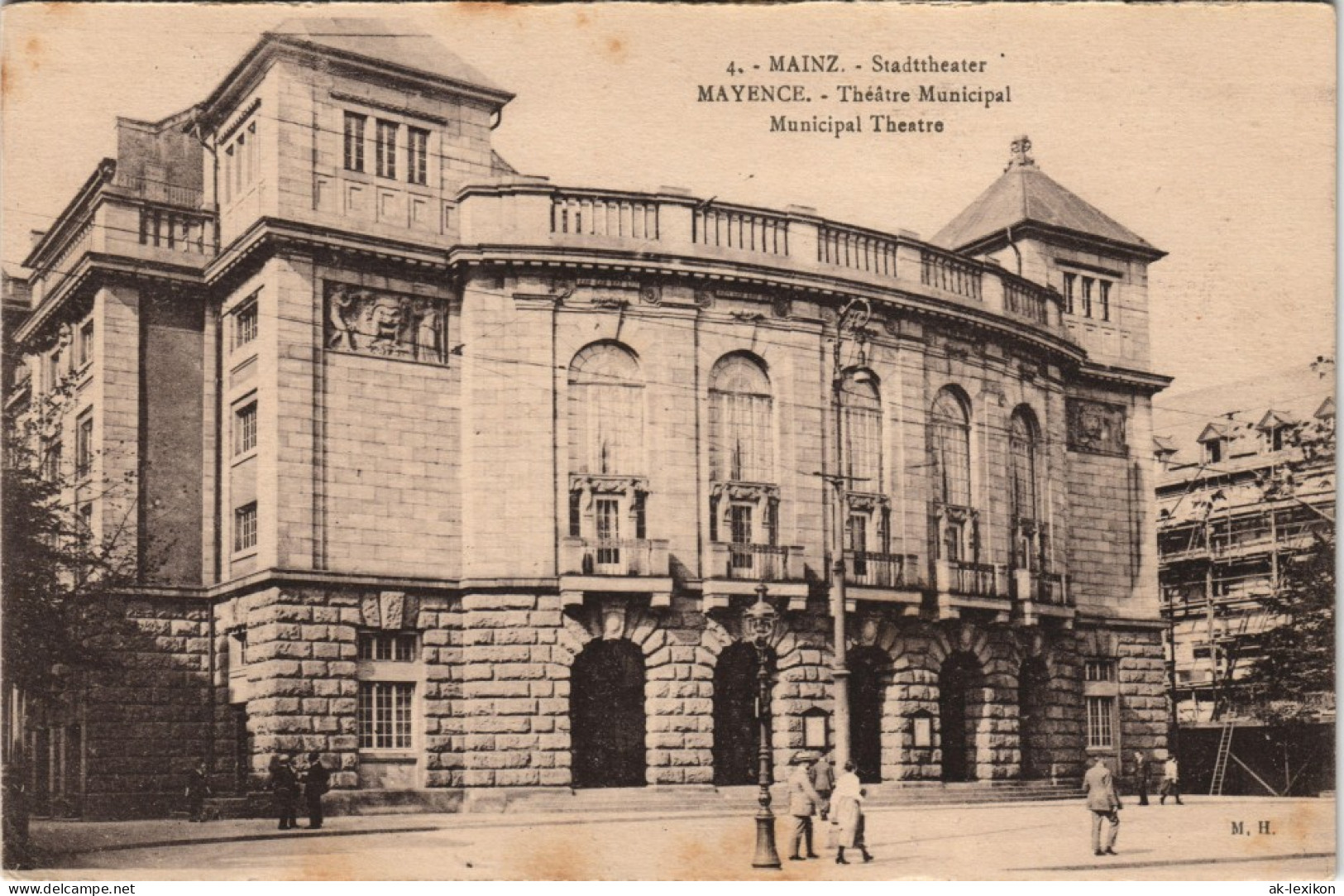 Ansichtskarte Mainz Stadttheater , Eingerüstetes Haus 1919 - Mainz