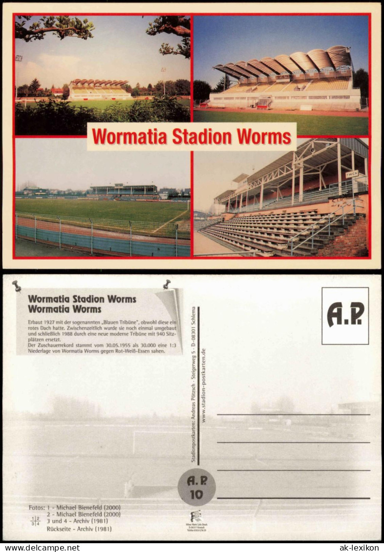 Ansichtskarte Worms Wormatia Stadion Worms Football Stadium Mehrbild-AK 2000 - Worms