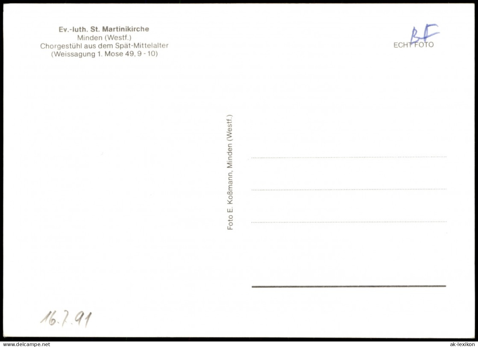 Minden Ev.-luth. St. Martinikirche Chorgestühl Aus Dem Spät-Mittelalter 1960 - Minden