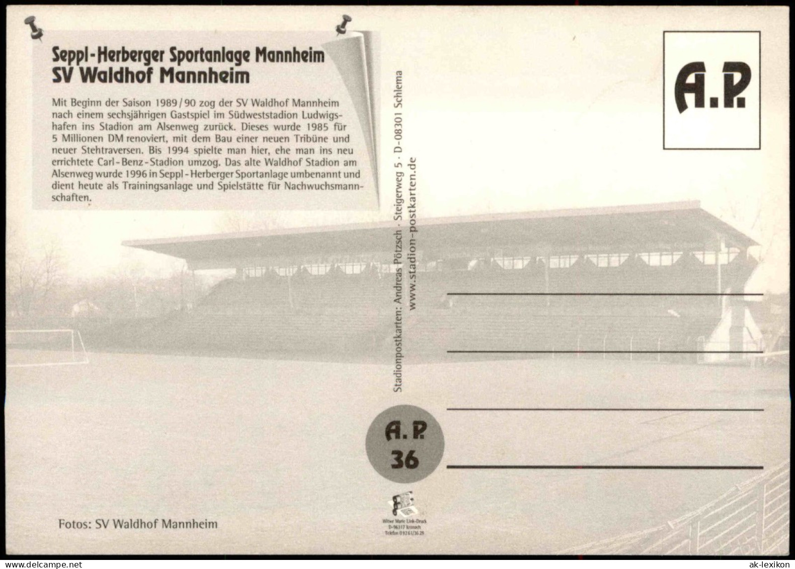 Waldhof-Mannheim Fussball Stadion Seppl-Herberger Sportanlage Mannheim 1990 - Mannheim