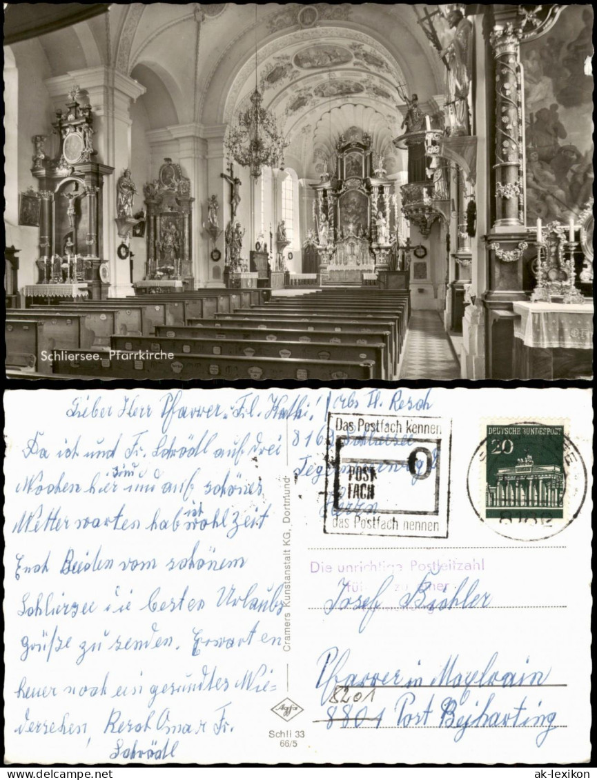 Ansichtskarte Schliersee Pfarrkirche Kirche Innenansicht 1970/1966 - Schliersee
