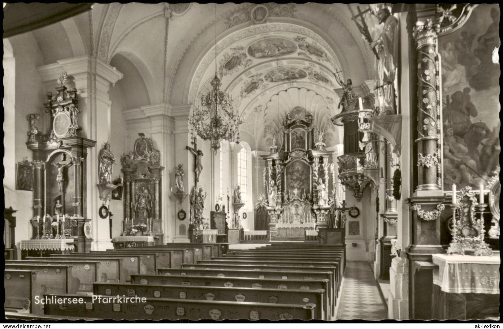 Ansichtskarte Schliersee Pfarrkirche Kirche Innenansicht 1970/1966 - Schliersee