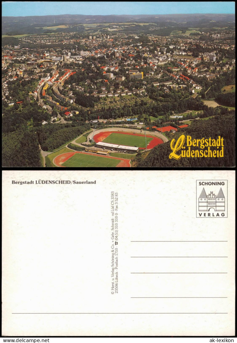 Ansichtskarte Lüdenscheid Luftbild Der Stadt Mit Sportanlagen Stadion 1980 - Luedenscheid