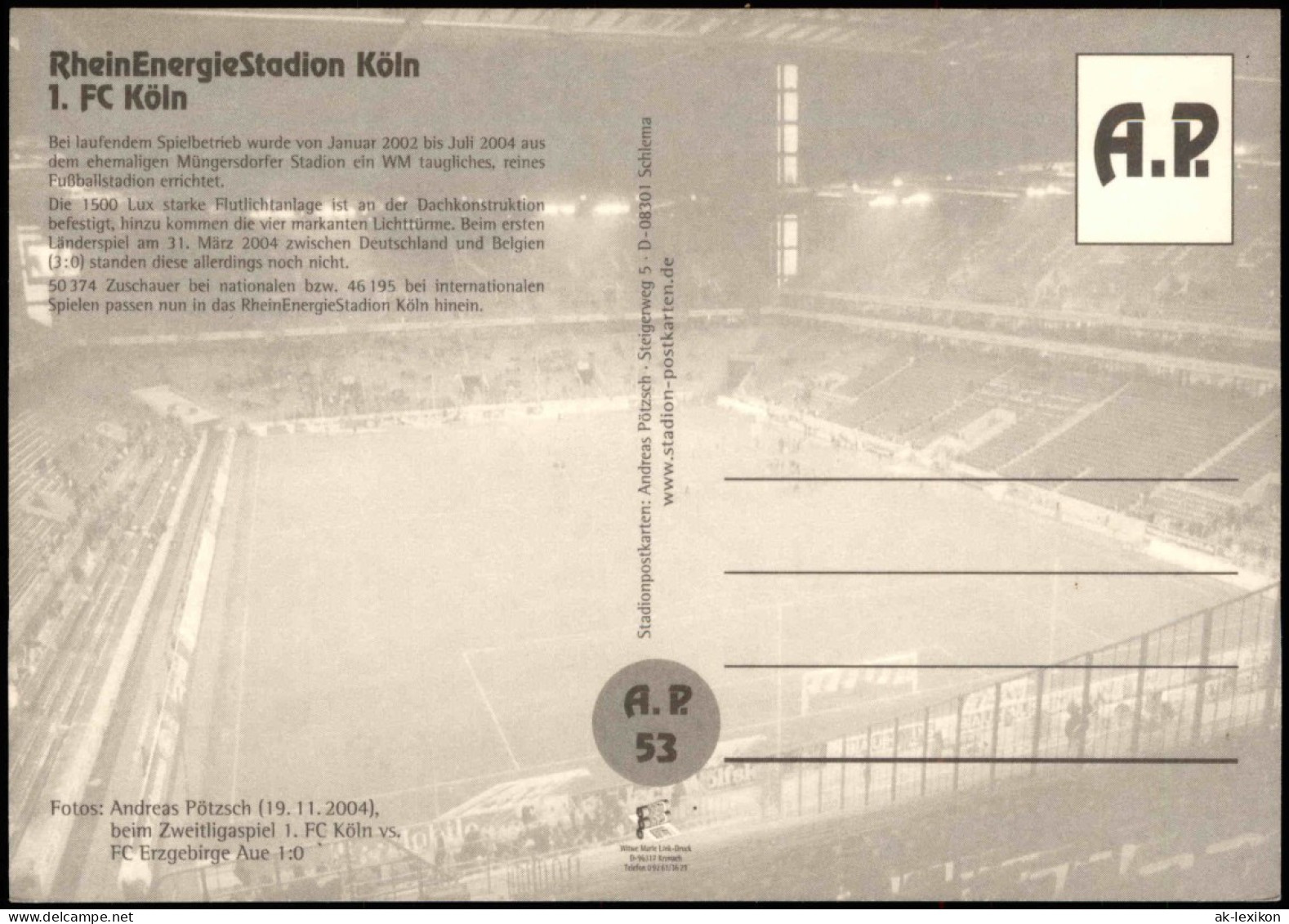 Ansichtskarte Köln RheinEnergieStadion Fussball Stadion 2004 - Koeln