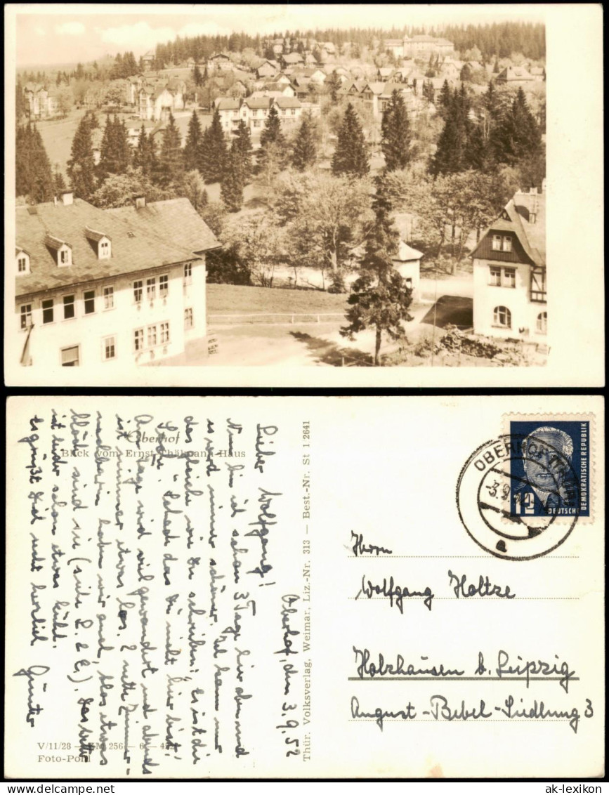 Ansichtskarte Oberhof (Thüringen) Blick Vom Ernst Thälmann Haus 1952 - Oberhof