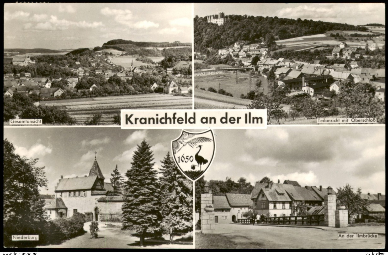 Kranichfeld DDR Mehrbild-AK Mit Niederburg, Ilm Brücke, Gesamtansicht 1968 - Kranichfeld