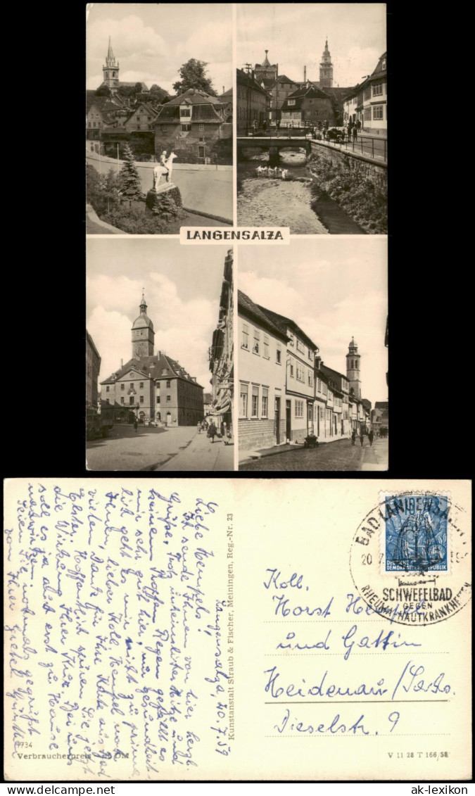 Ansichtskarte Bad Langensalza DDR Mehrbildkarte Mit 4 Ortsansichten 1959 - Bad Langensalza