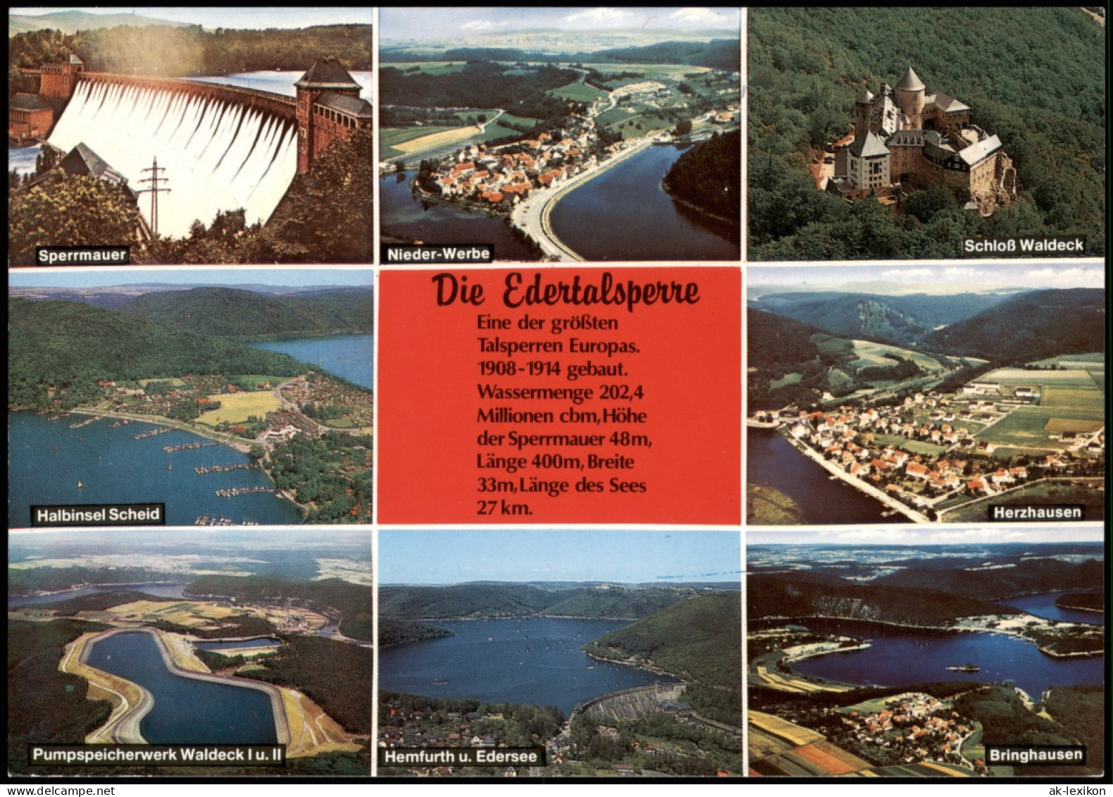 Ansichtskarte Waldeck (am Edersee) Edertalsperre, Scheid, Luftbild 1991 - Waldeck