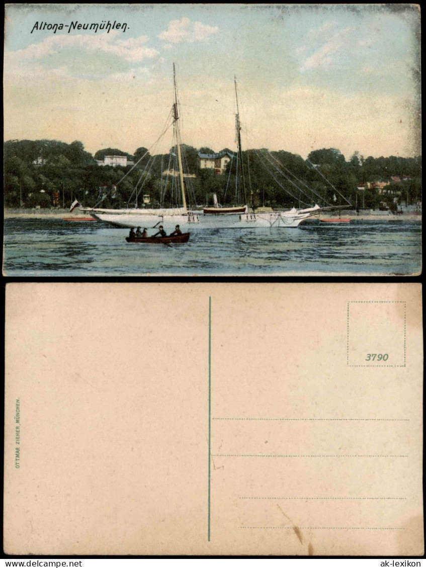 Ansichtskarte Ottensen-Hamburg Altona-Neumühlen. Villen Segelyacht 1908 - Altona