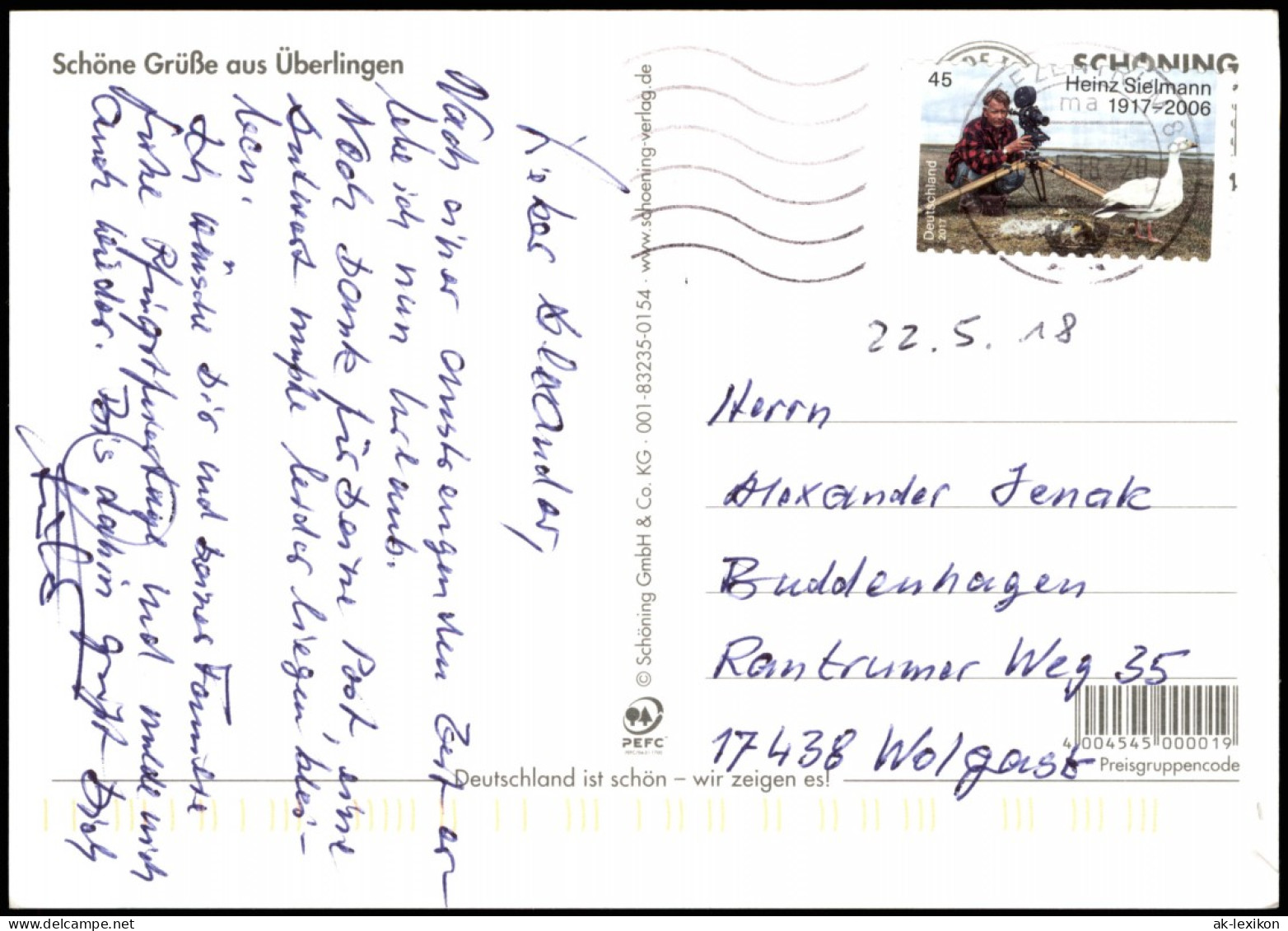 Ansichtskarte Überlingen MB: Brunnen, Hafen, Uferpromenade 1918 - Ueberlingen