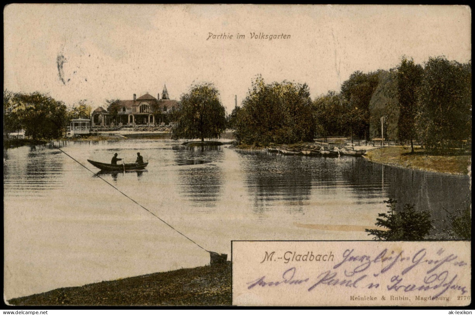 Ansichtskarte Mönchengladbach Volksgarten , Restaurant - Boot 1909 - Moenchengladbach