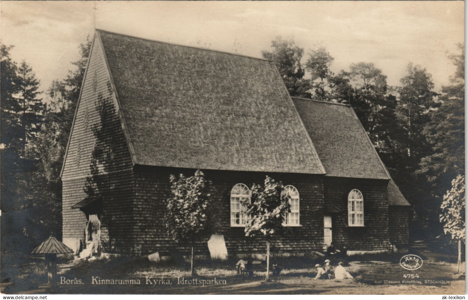 Postcard Borås Borås. Kinnarumma Kyrka, Idrottsparken 1925 - Suède