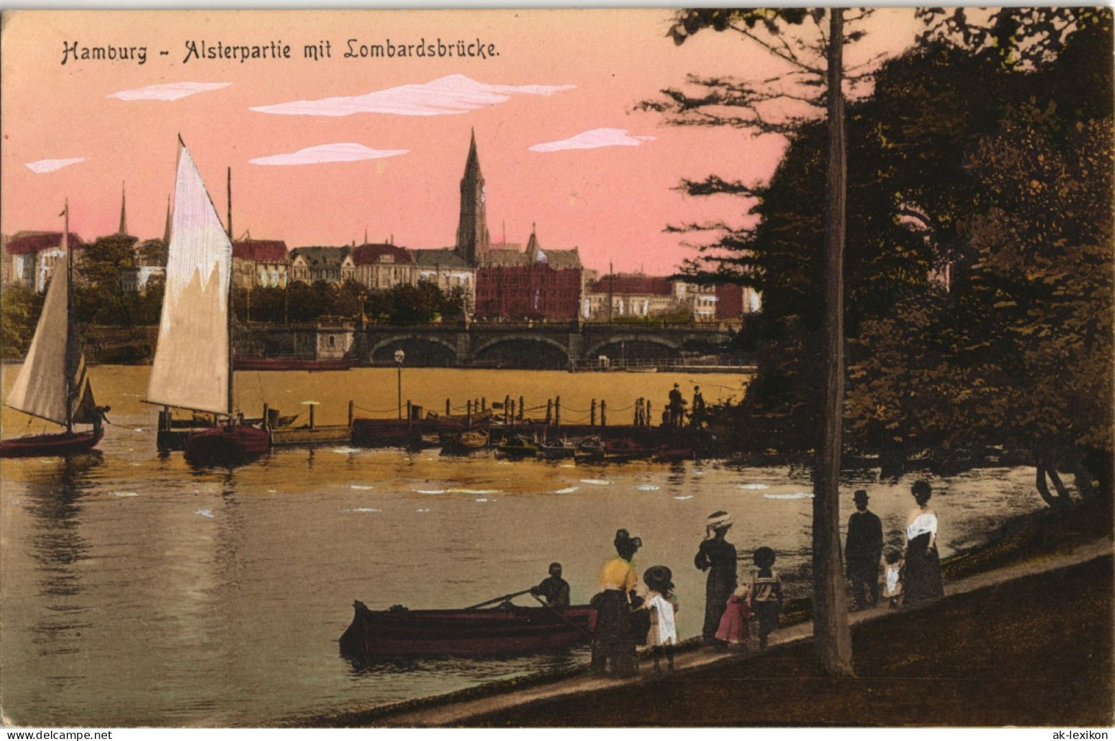 Ansichtskarte Hamburg Alster Alsterpartie Mit Lombardsbrücke 1910 - Andere & Zonder Classificatie