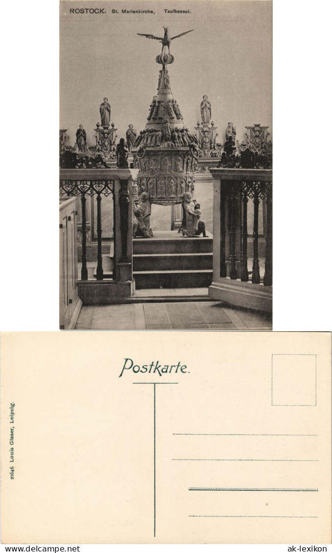 Ansichtskarte Rostock St. Marienkirche, Taufkessel 1910 - Rostock