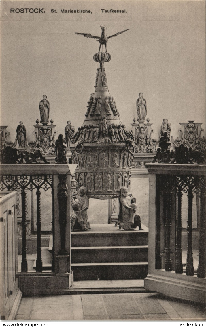 Ansichtskarte Rostock St. Marienkirche, Taufkessel 1910 - Rostock