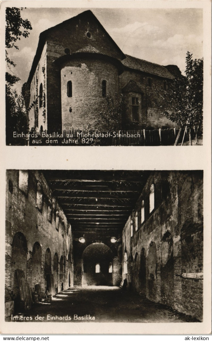 Ansichtskarte Steinbach-Michelstadt Einhards-Bbasilika 2-Bild-Karte 1939 - Michelstadt