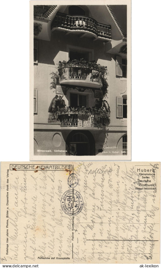 Ansichtskarte Mittenwald Außenansicht Göthehaus 1930 - Mittenwald