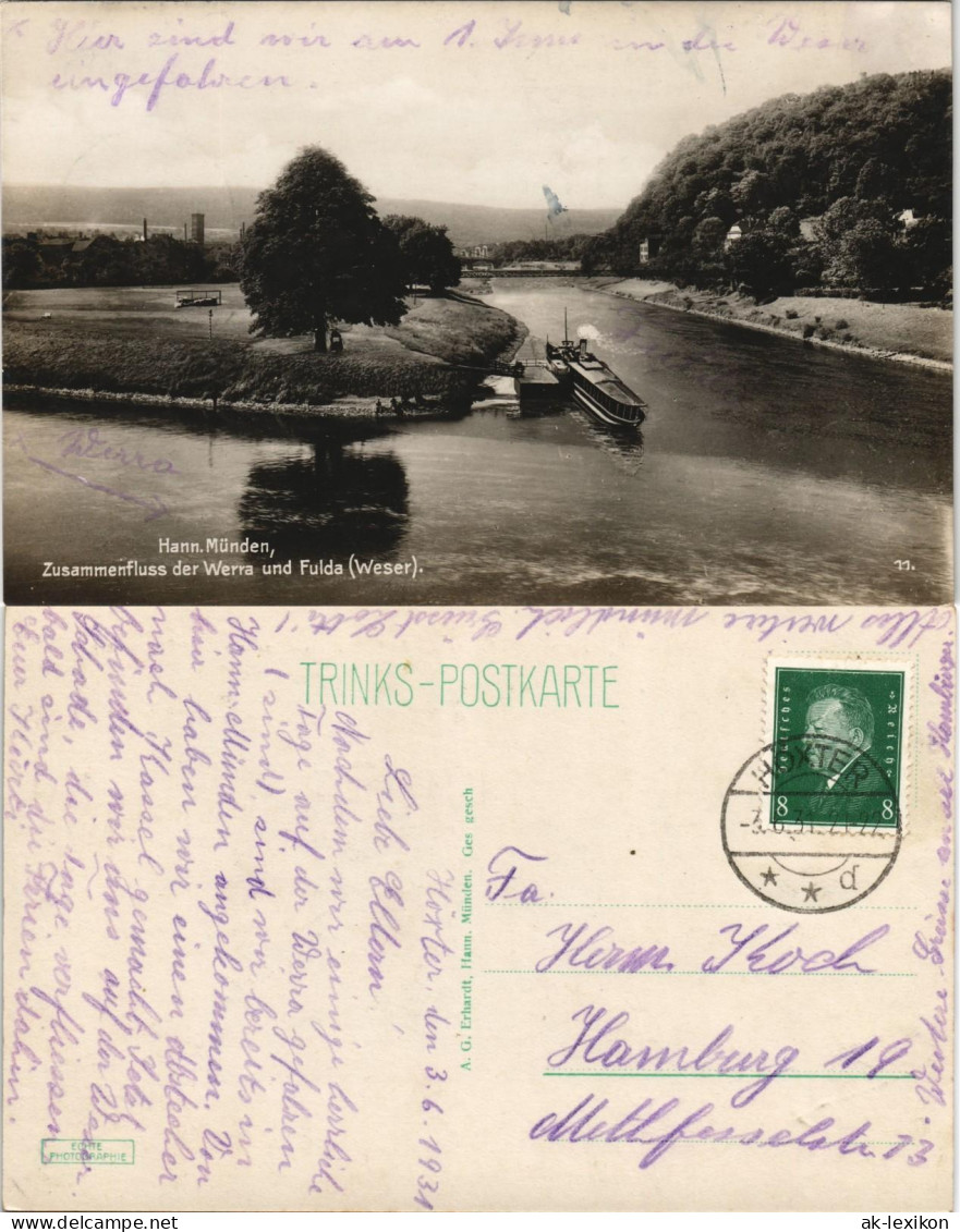 Hann. Münden Hannoversch Münden Der Werra Und Fulda (Weser) 1931 Stempel HÖXTER - Hannoversch Muenden