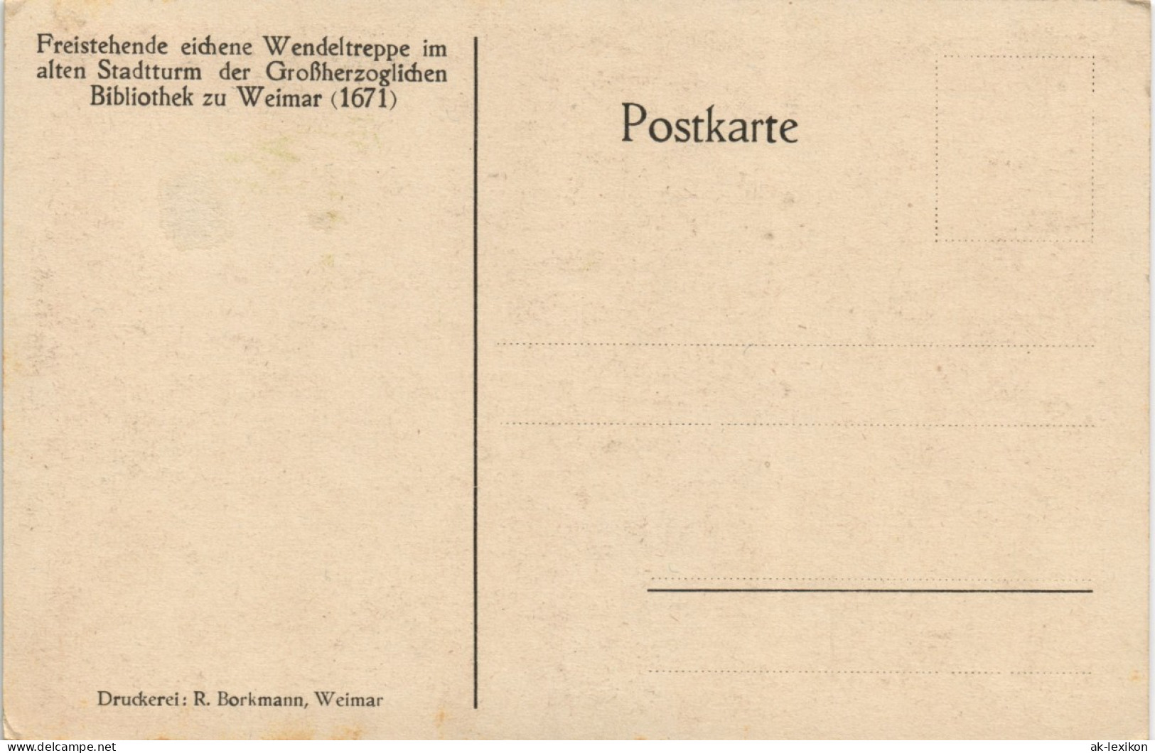 Weimar Freistehende Wendeltreppe   Großherz.  Bibliothek Künstlerkarte 1920 - Weimar