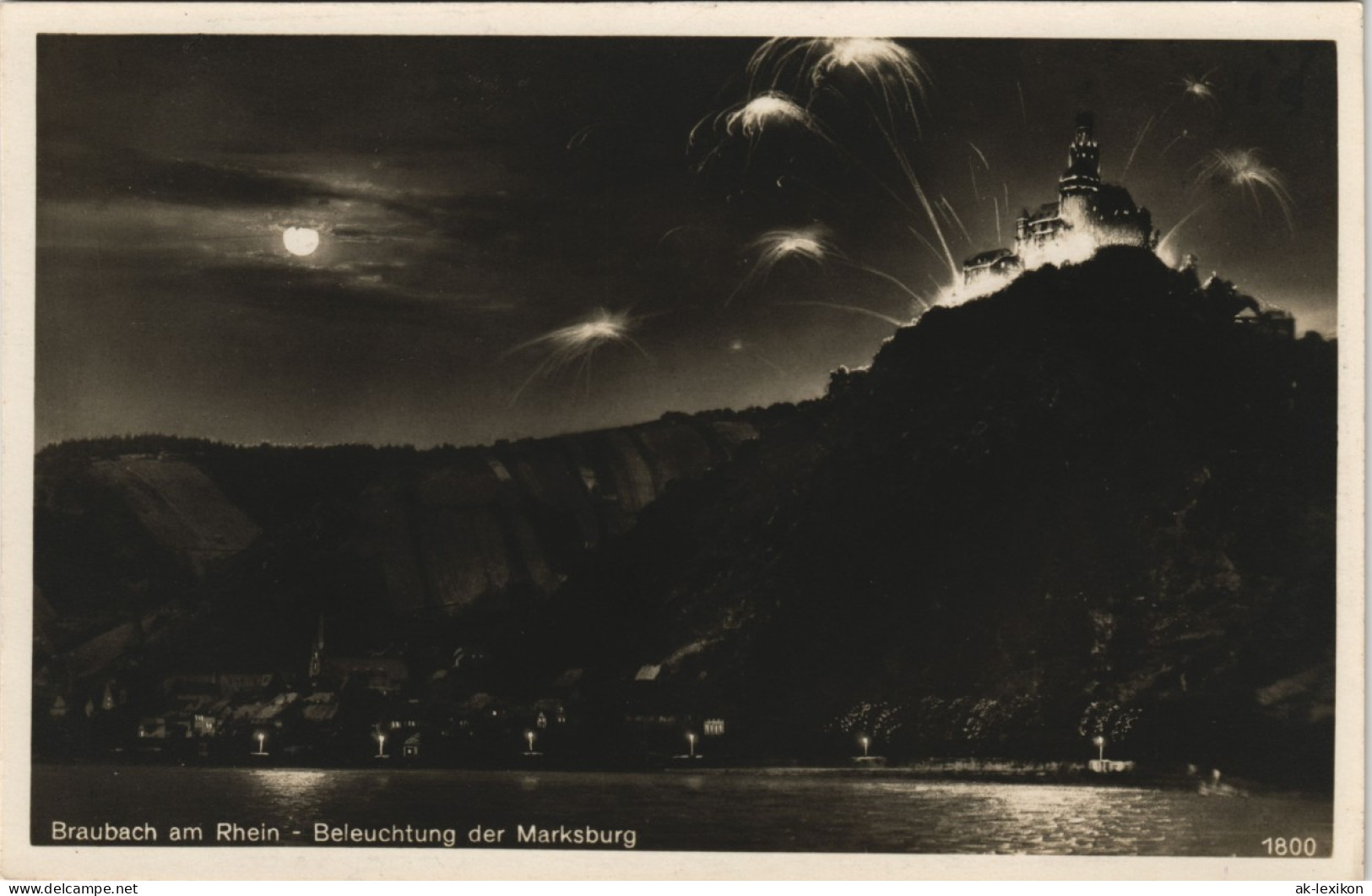 Ansichtskarte Braubach Rhein Partie Mit Beleuchtung Der Marksburg 1930 - Braubach