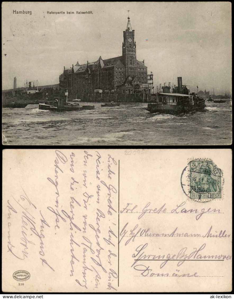 Ansichtskarte Hamburg Hafen Hafenpartie Beim Kaiserhöft 1911 - Andere & Zonder Classificatie
