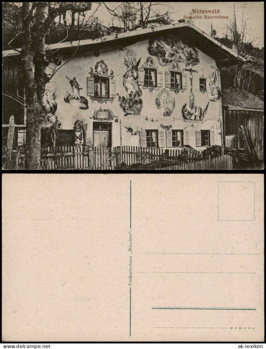 Ansichtskarte Mittenwald Bemaltes Bauernhaus 1910 - Mittenwald