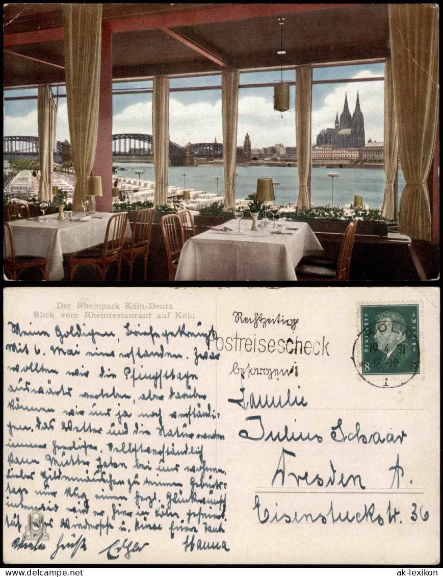 Köln Restaurant Rheinpark Köln-Deutz Blick Vom Rheinrestaurant Auf Köln 1931 - Koeln