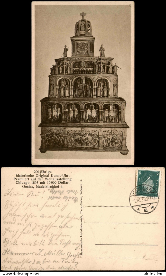 Ansichtskarte Goslar Historische Kunst-Uhr 1929   Gelaufen Mit Stempel GOSLAR - Goslar