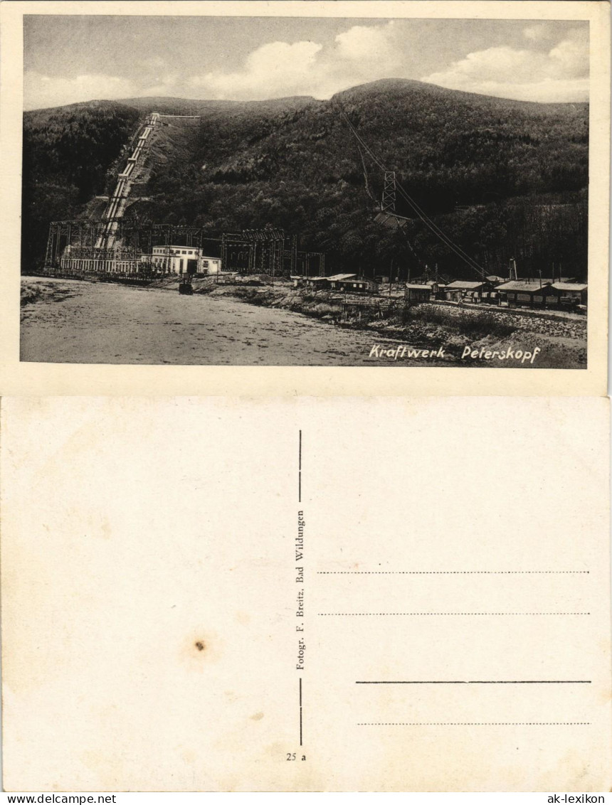 Ansichtskarte Waldeck (am Edersee) Kraftwerk Peterskopf 1932 - Waldeck
