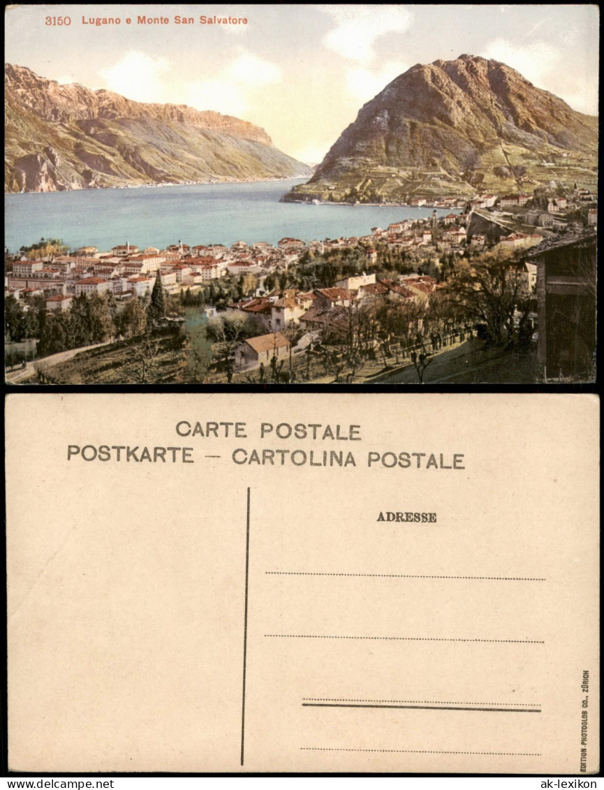 Ansichtskarte Lugano Ortspanorama Mit Monte San Salvatora 1910 - Sonstige & Ohne Zuordnung