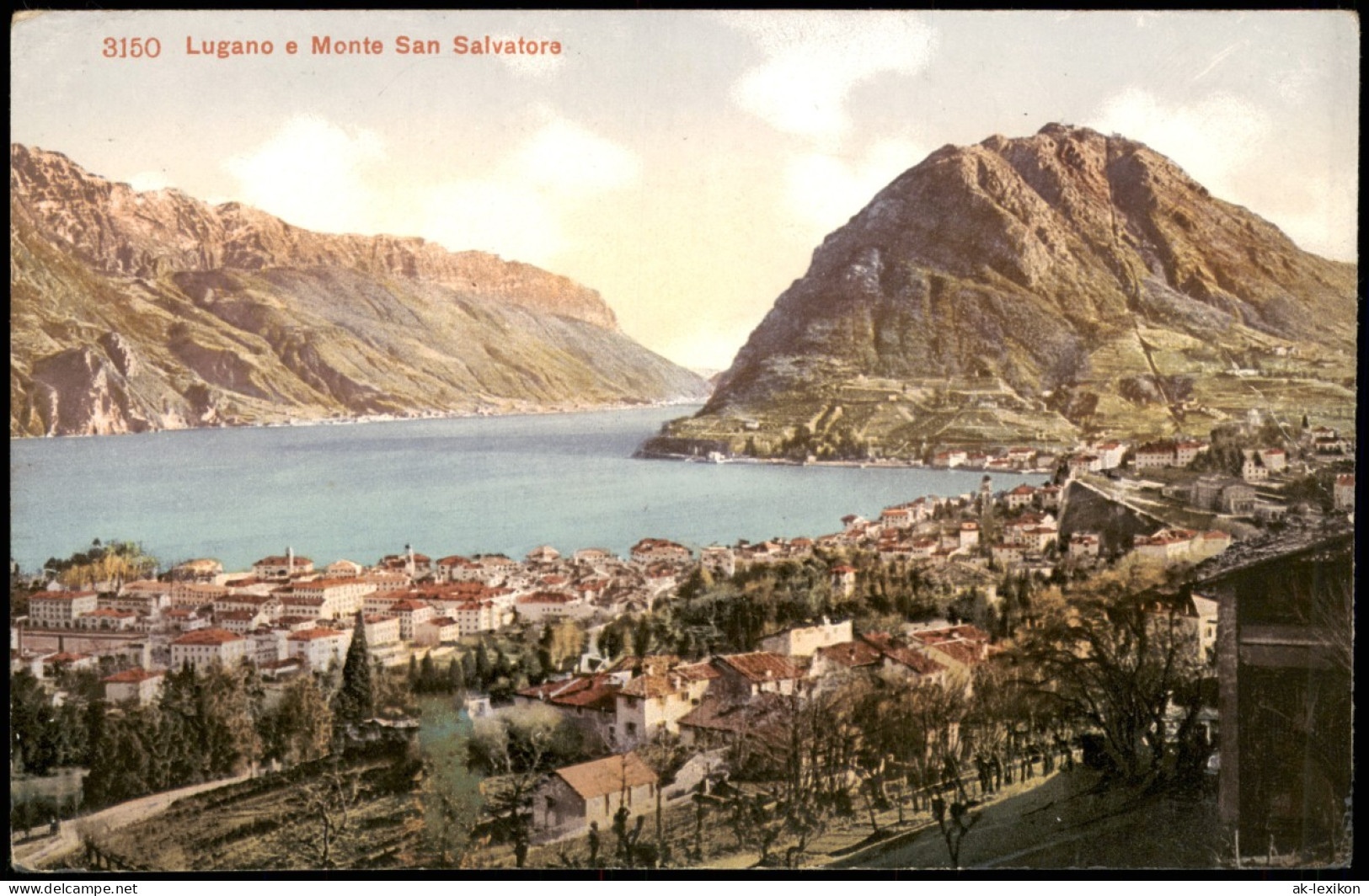 Ansichtskarte Lugano Ortspanorama Mit Monte San Salvatora 1910 - Sonstige & Ohne Zuordnung