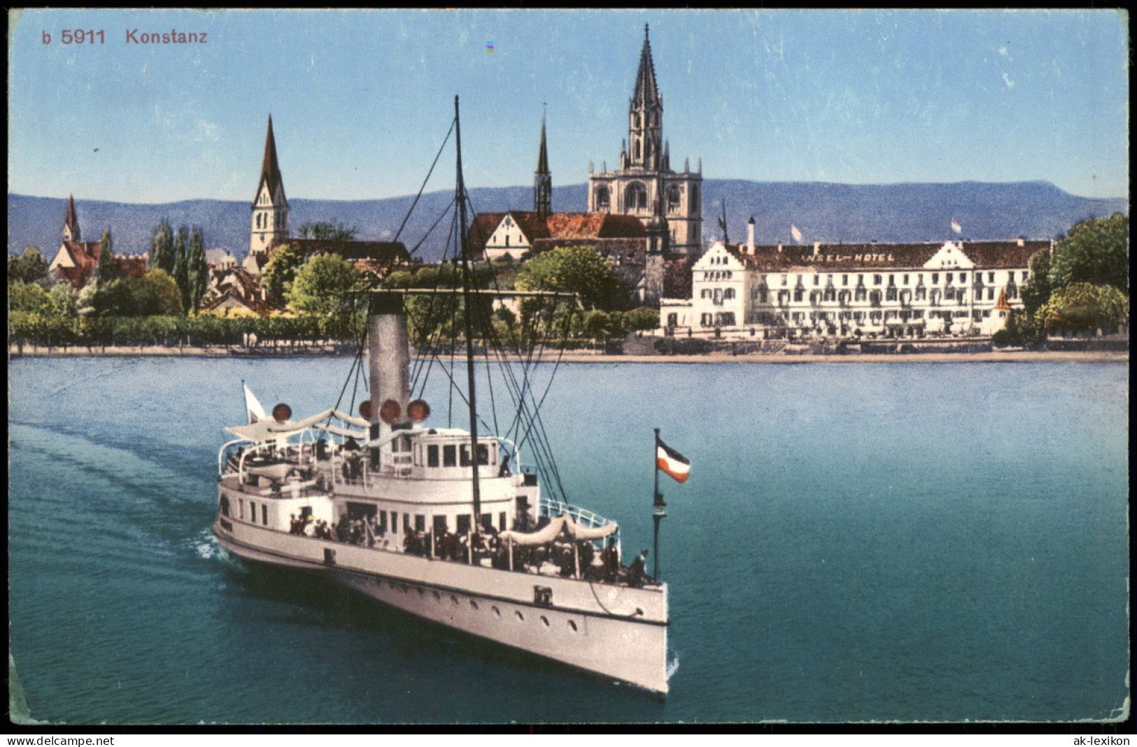 Ansichtskarte Konstanz Panorama-Stadtansicht Mit Bodensee Schiff Dampfer 1910 - Konstanz