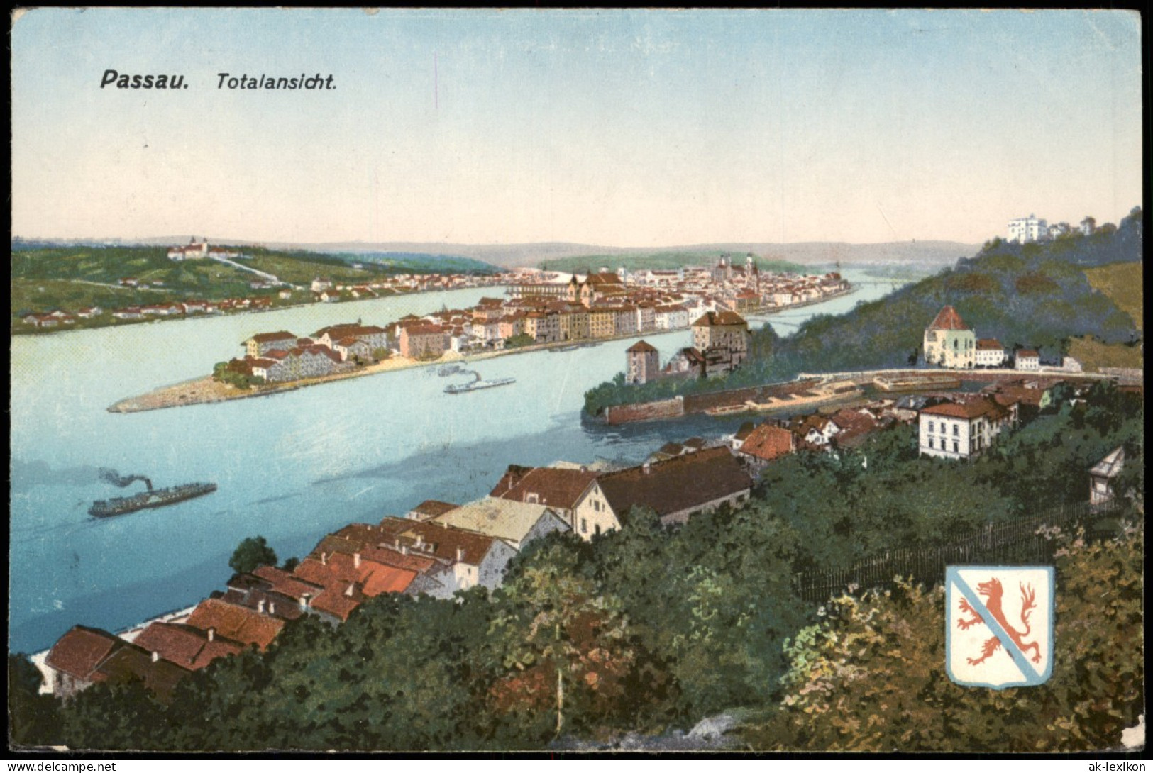 Ansichtskarte Passau Blick über Die Stadt, Heraldik 1923 - Passau