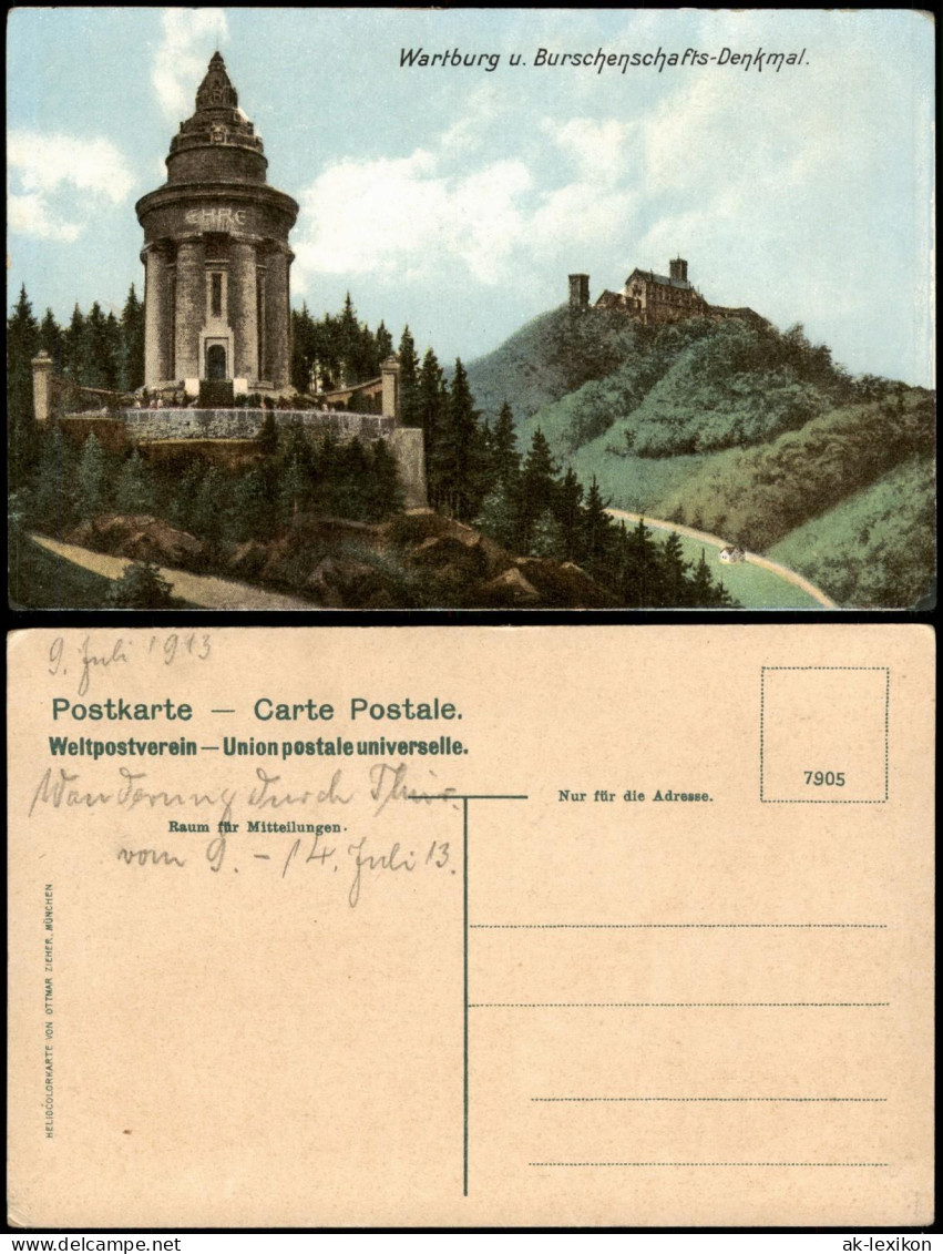 Ansichtskarte Eisenach Wartburg U. Burschenschafts-Denkmal 1910 - Eisenach