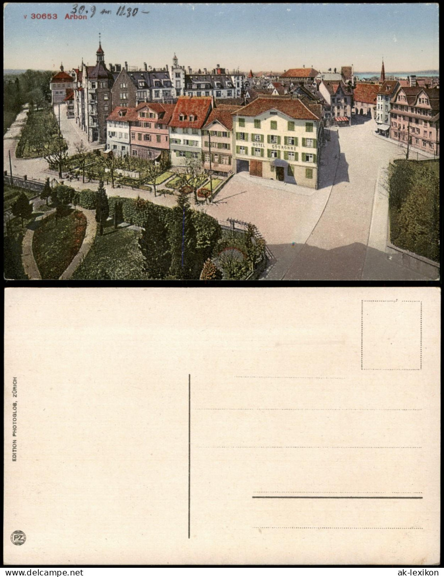 Ansichtskarte Arbon Panorama-Ansicht Stadt Partie Am Hotel Couronne 1910 - Autres & Non Classés