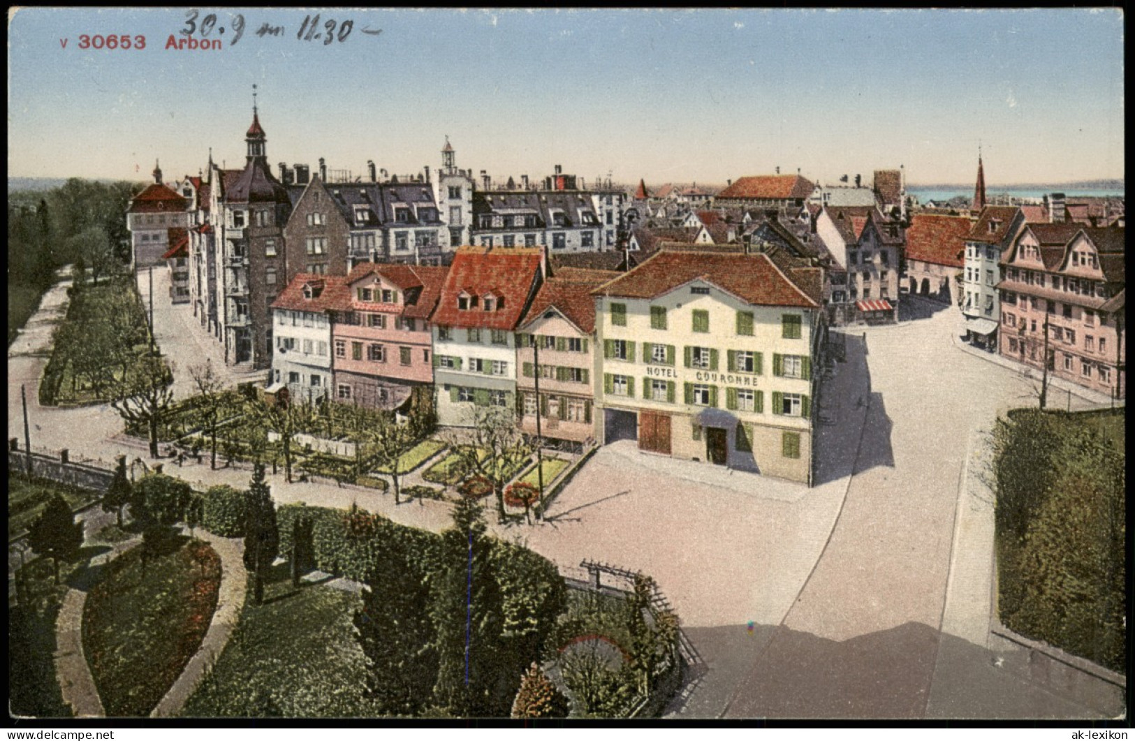 Ansichtskarte Arbon Panorama-Ansicht Stadt Partie Am Hotel Couronne 1910 - Autres & Non Classés