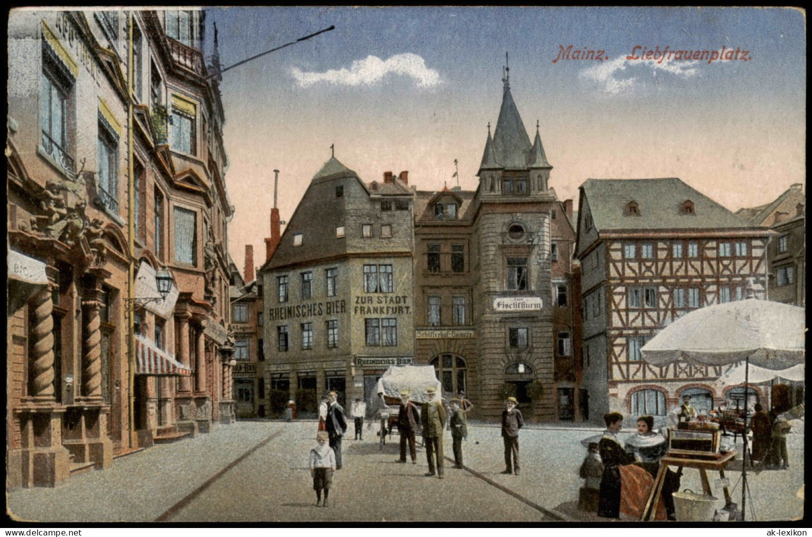 Ansichtskarte Mainz Liebfrauenplatz Gaststätten 1917 - Mainz