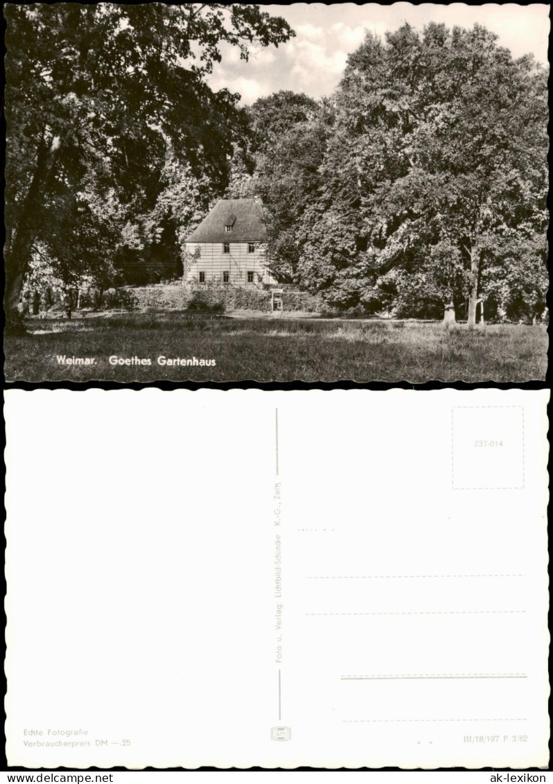 Ansichtskarte Weimar Goethes Gartenhaus Goethe Haus Im Park 1962 - Weimar