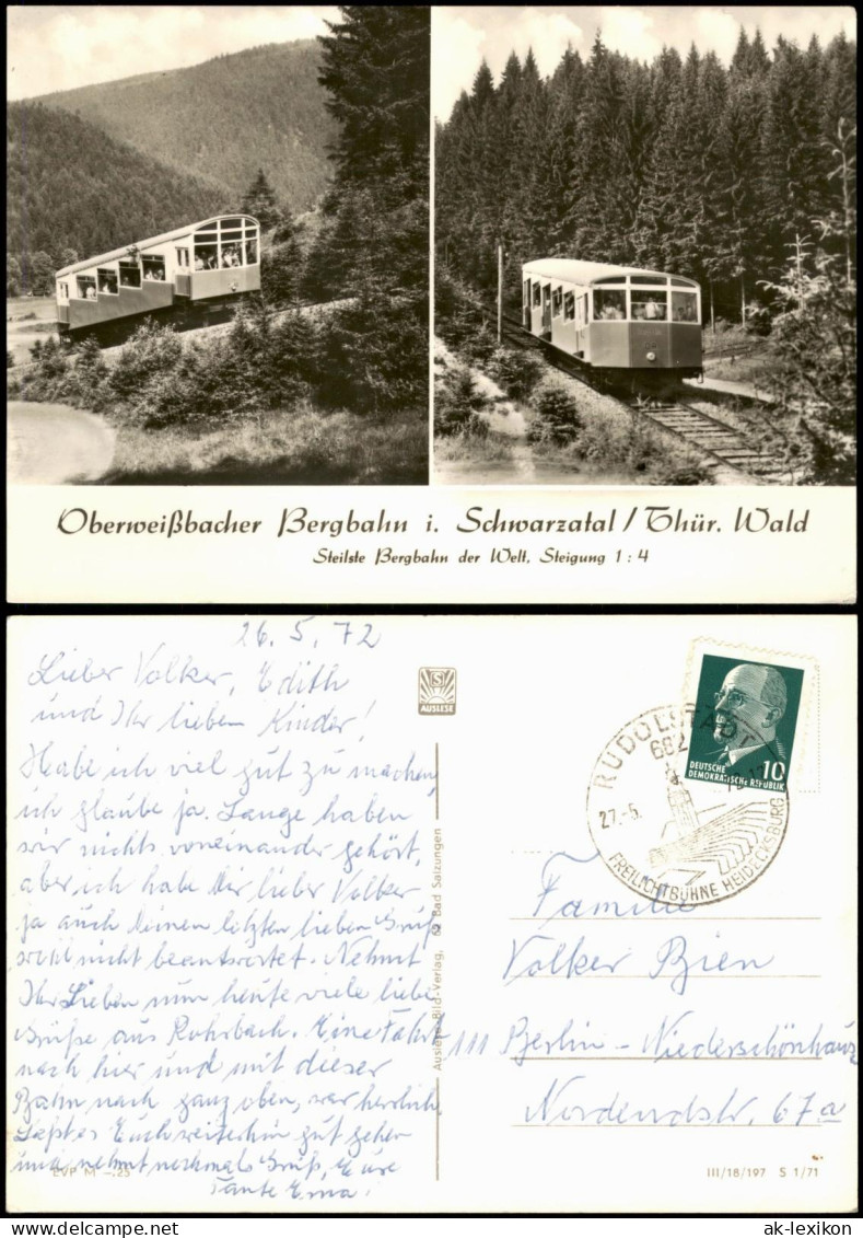 Lichtenhain Oberweißbach  Bergbahn I. Schwarzatal Thüringer Wald 1972 - Lichtenhain