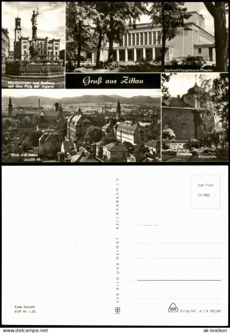 Ansichtskarte Zittau Stadt, Blumenuhr, Markt 1969 - Zittau