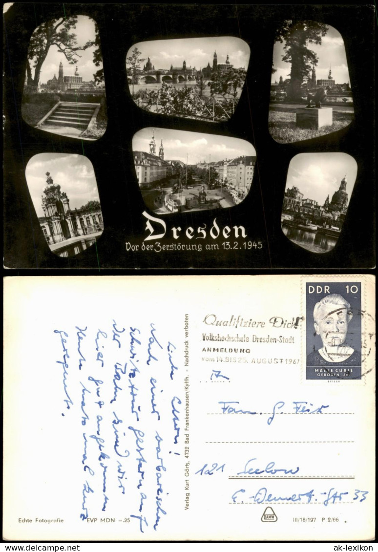 Dresden 6 Ansichten Vor Der Zerstörung Am 13.2.1945; DDR Mehrbildkarte 1966 - Dresden