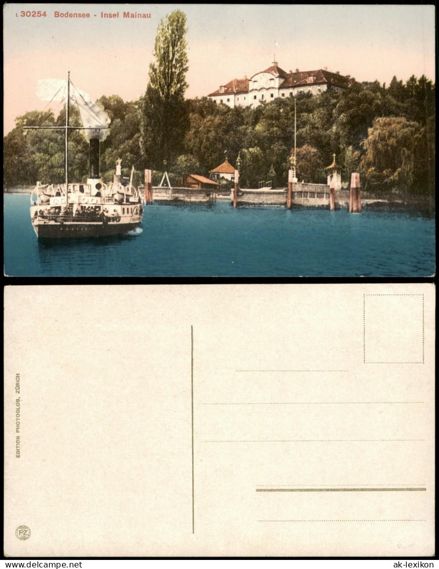 Insel Mainau-Konstanz Ortsansicht Mit Bodensee Dampfer Schiff 1910 - Konstanz