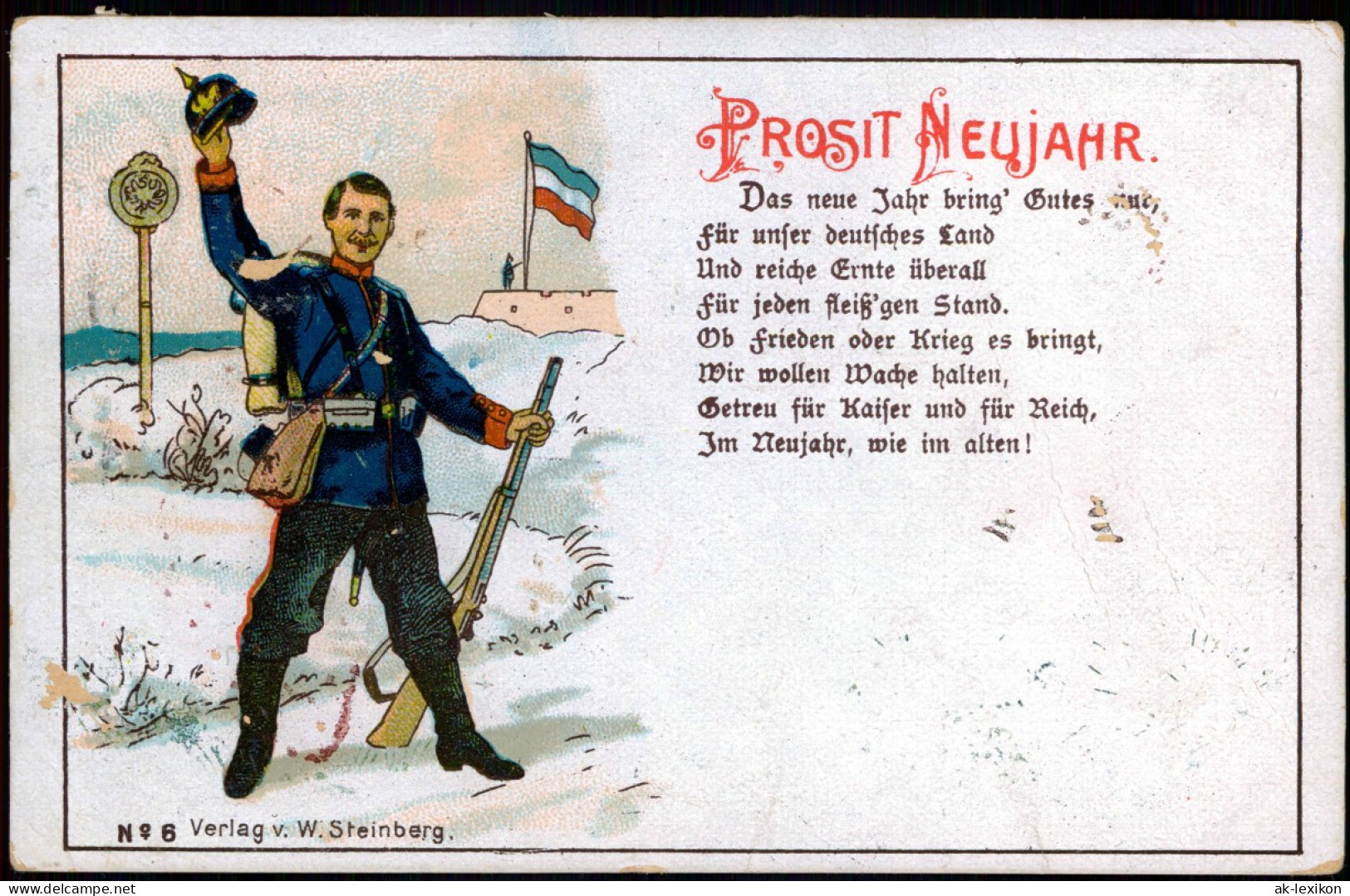 Künstlerkarte - Militär Neujahr Sylvester New Year Soldat 1911 - New Year