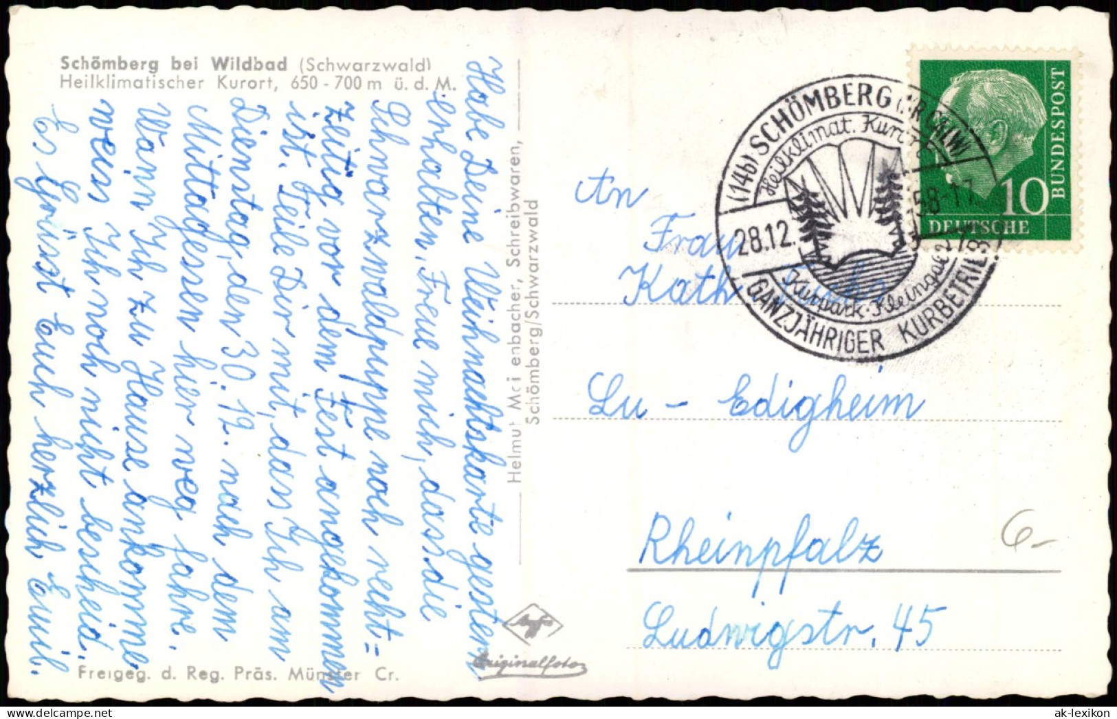 Ansichtskarte Schömberg (Schwarzwald) Luftbild Fliegeraufnahme 1958 - Schömberg