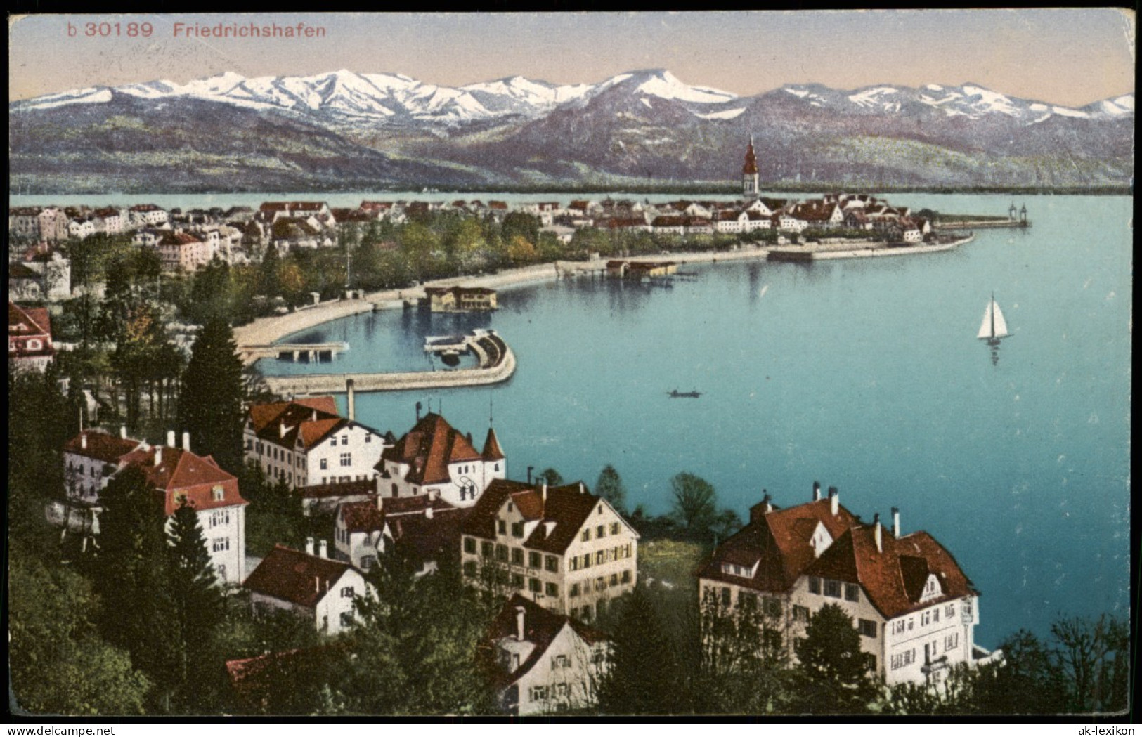 Friedrichshafen Panorama-Ansicht Bodensee Blick Z.d. Schweizer Bergen 1924 - Friedrichshafen