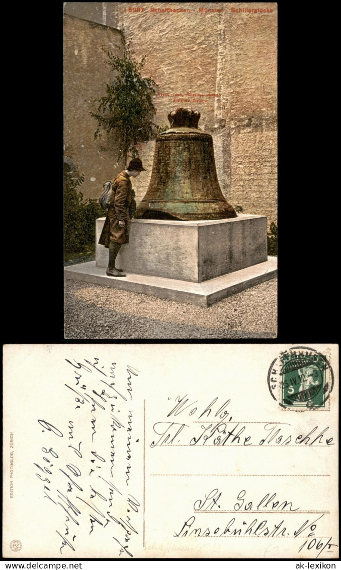 Ansichtskarte Schaffhausen Stadtteilansicht Schillerglocke Am Münster 1912 - Other & Unclassified