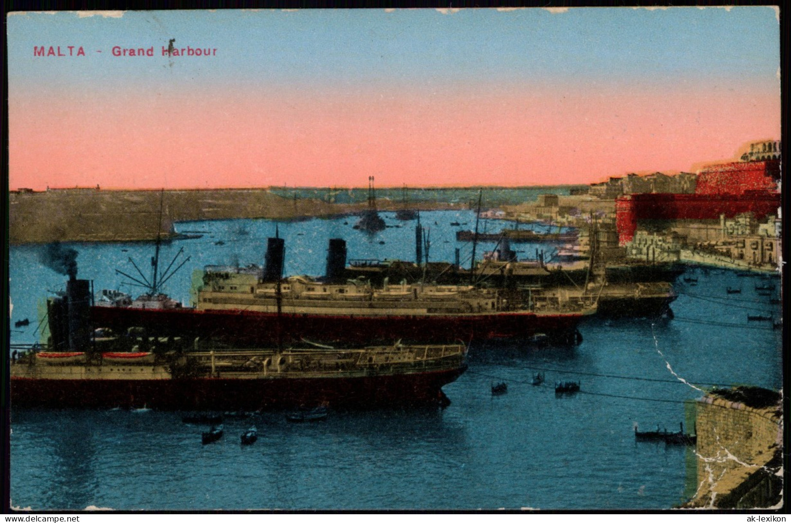 Postcard Malta Grand Harbour, Hafen Dampfer Steamer 1914 - Malte