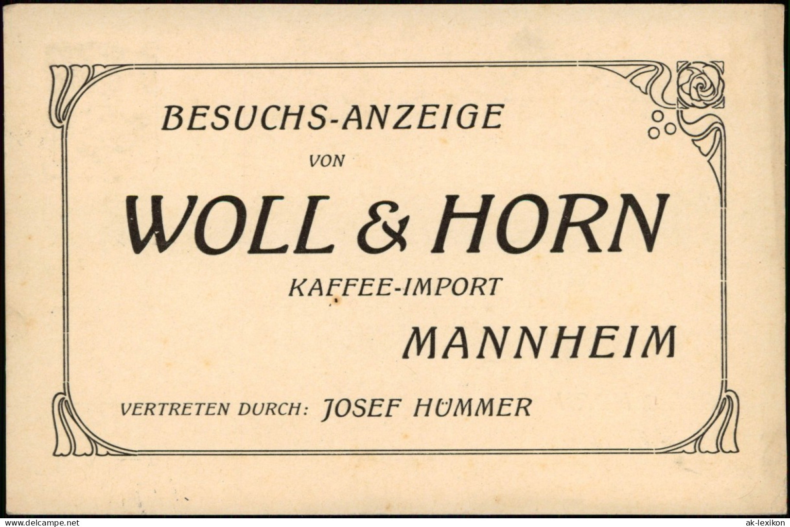 Ansichtskarte Mannheim Reklame & Werbung - WOLL & HORN KAFFEE-IMPORT 1918 - Mannheim