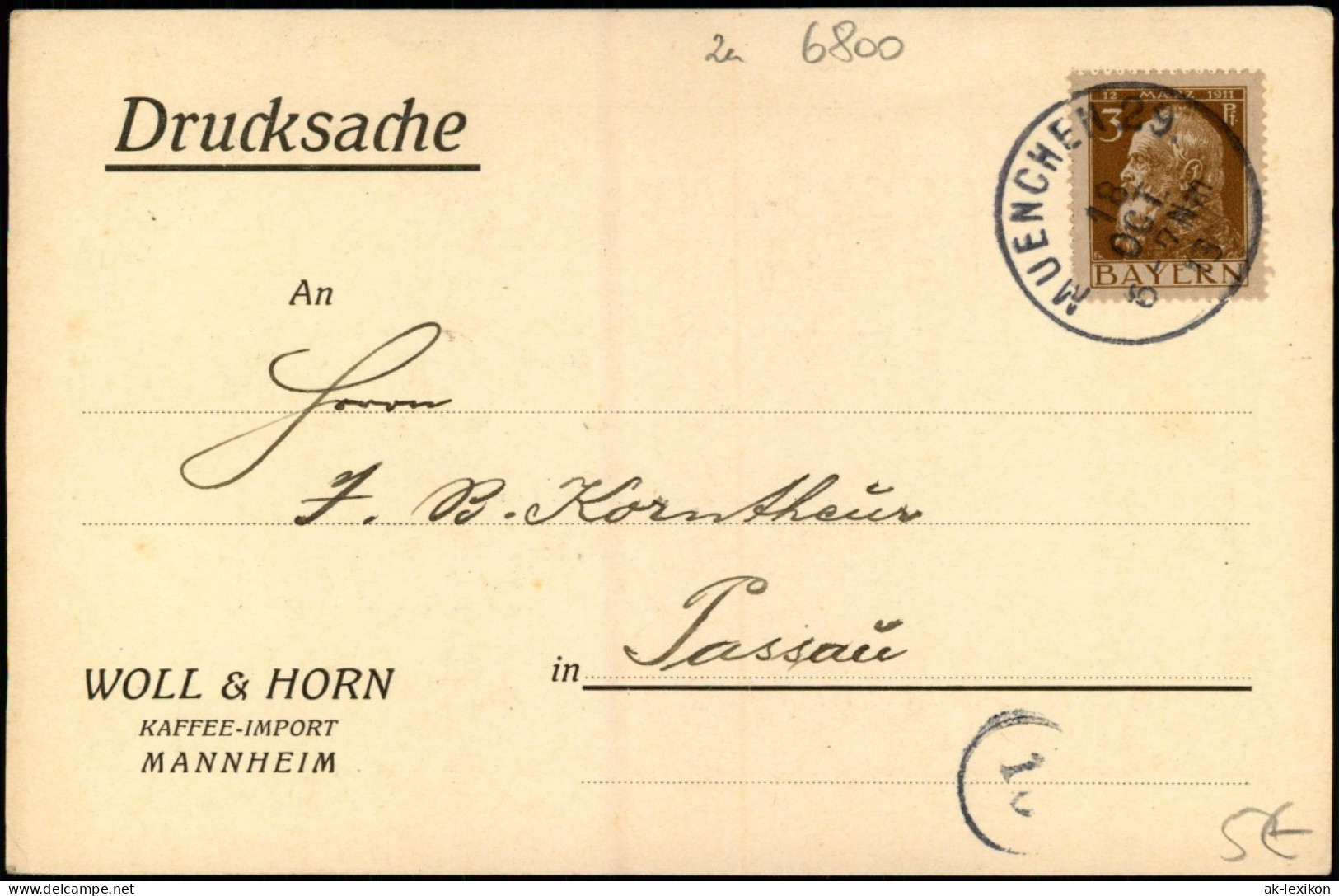 Ansichtskarte Mannheim Reklame & Werbung - WOLL & HORN KAFFEE-IMPORT 1918 - Mannheim